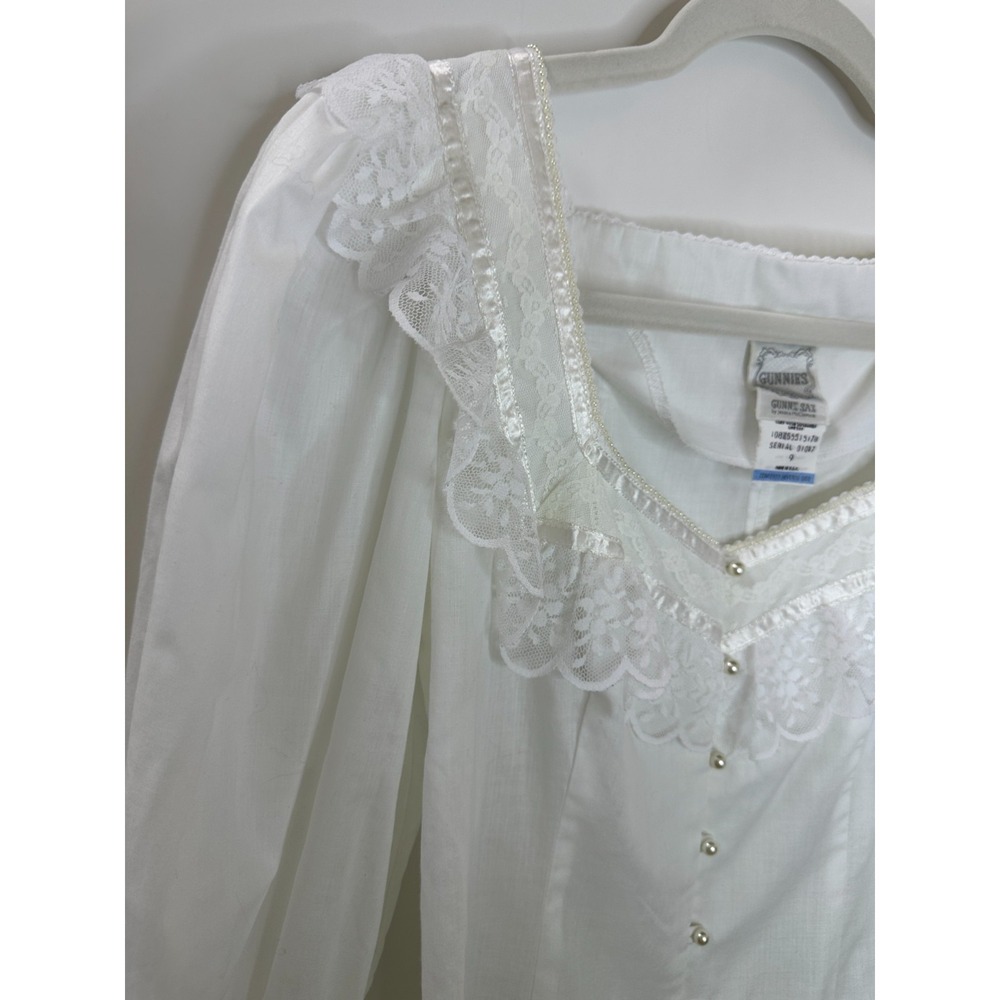Gunne Sax Jessica McClintock Lace Victorian Blouse Pearl Button Size 9 Vtg 70s - Picture 4 of 14